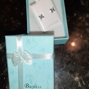 Surgical steel princess cut square earrings